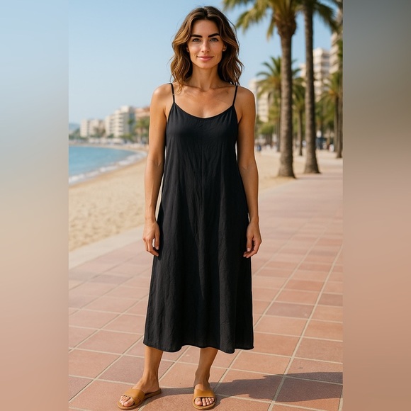 SERENDIPITY MAUI Women’s Black Natural Rayon Maxi Dress Spaghetti Straps XXL - Picture 1 of 15
